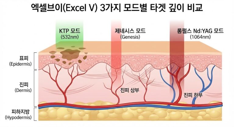 엑셀브이(Excel V) 레이저 효과: 홍조, 잡티, 탄력을 한 번에 해결하는 원리 (혈관 치료의 골드 스탠다드)