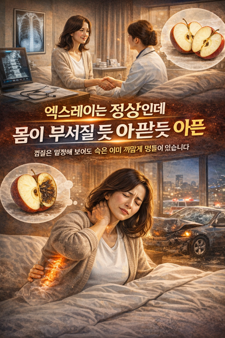 송도신도시 자동차사고, 엑스레이는 정상인데 며칠 뒤부터 몸이 부서질 듯 아픈 원인